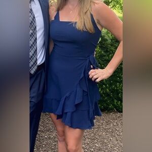 Elegant Navy Blue Ruffle Dress